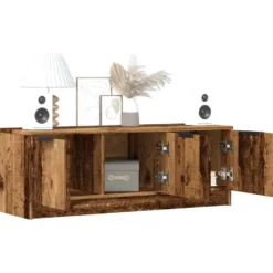 vidaXL - TV-meubel met 3 deuren - Oud hout - Bewerkt hout - 102x35x36.5 cm