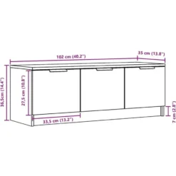 vidaXL - TV-meubel met 3 deuren - Oud hout - Bewerkt hout - 102x35x36.5 cm