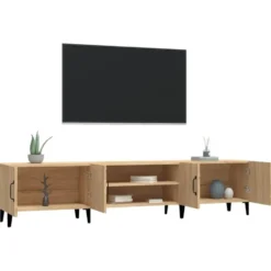 vidaXL - TV-meubel met deuren - Sonoma eiken - Hout en metaal -180x31.5x40 cm