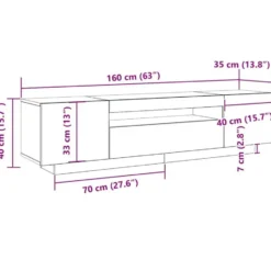 vidaXL - TV-meubel met 3 deuren - Zwart eiken - Bewerkt hout - 160x35x40 cm