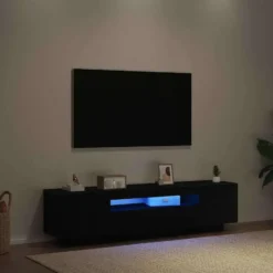 vidaXL - TV-meubel met 3 deuren - Zwart eiken - Bewerkt hout - 160x35x40 cm