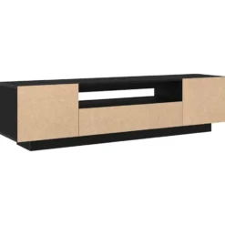 vidaXL - TV-meubel met 3 deuren - Zwart eiken - Bewerkt hout - 160x35x40 cm