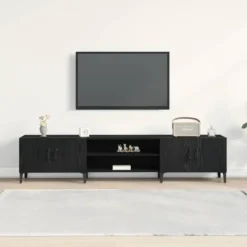 vidaXL - TV-meubel met 4 deuren - Zwart eiken - Hout - 180x31.5x40 cm