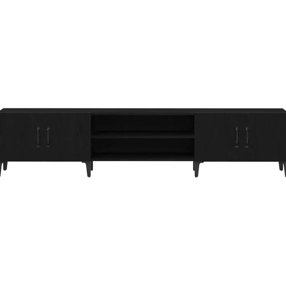 vidaXL - TV-meubel met 4 deuren - Zwart eiken - Hout - 180x31.5x40 cm