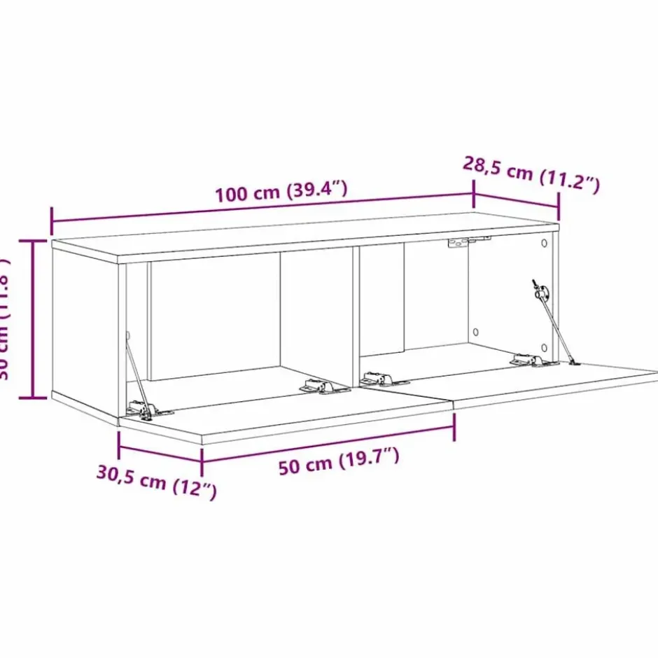 vidaXL - TV-meubel met 2 deuren - Zwart eiken - Hout - 100x30x30 cm - 2 stuks