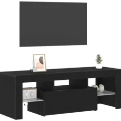 vidaXL - TV-meubel met glas legplank en deur - Zwart eiken - 120x35x40 cm