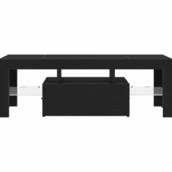 vidaXL - TV-meubel met glas legplank en deur - Zwart eiken - 120x35x40 cm