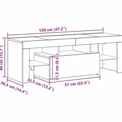 vidaXL - TV-meubel met glas legplank en deur - Zwart eiken - 120x35x40 cm
