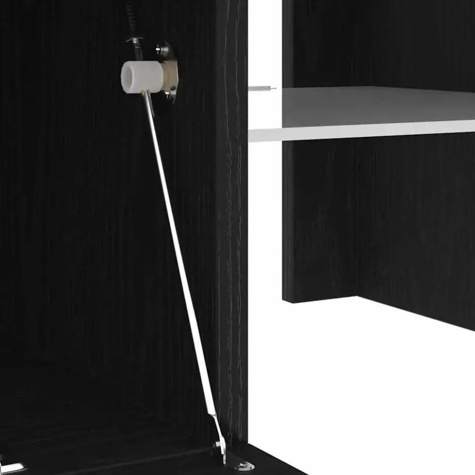 vidaXL - TV-meubel met glas legplank en deur - Zwart eiken - 120x35x40 cm