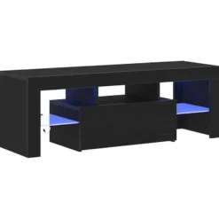 vidaXL - TV-meubel met glas legplank en deur - Zwart eiken - 120x35x40 cm