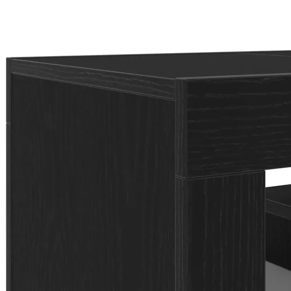 vidaXL - TV-meubel met glas legplank en deur - Zwart eiken - 120x35x40 cm