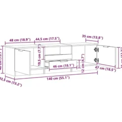 vidaXL - TV-meubel met 1 lade en 2 deuren - Artisanaal eiken - 140x35x40 cm