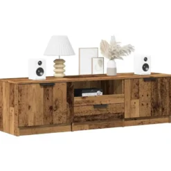 vidaXL - TV-meubel met 1 lade en 2 deuren - Oud hout - 140x35x40 cm