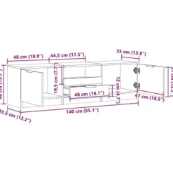 vidaXL - TV-meubel met 1 lade en 2 deuren - Oud hout - 140x35x40 cm