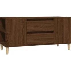 vidaXL - TV-meubel met 2 lades - Bruin eiken - Hout - 102x44.5x50 cm