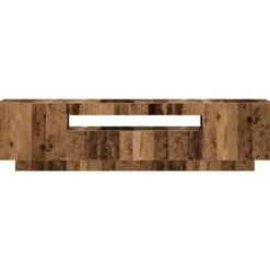 vidaXL - TV-meubel met LED en 3 deuren - Oud hout - 160x35x40 cm