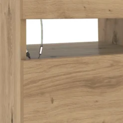 vidaXL - TV-meubel met LED en 2 vakken - Artisanaal eiken - 90x35x40 cm