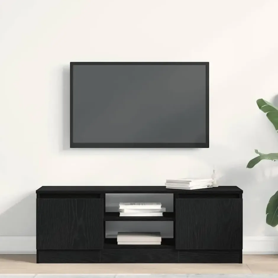 vidaXL - TV-meubel met legplank en 2 deuren - Zwart eiken - 102x30x36 cm