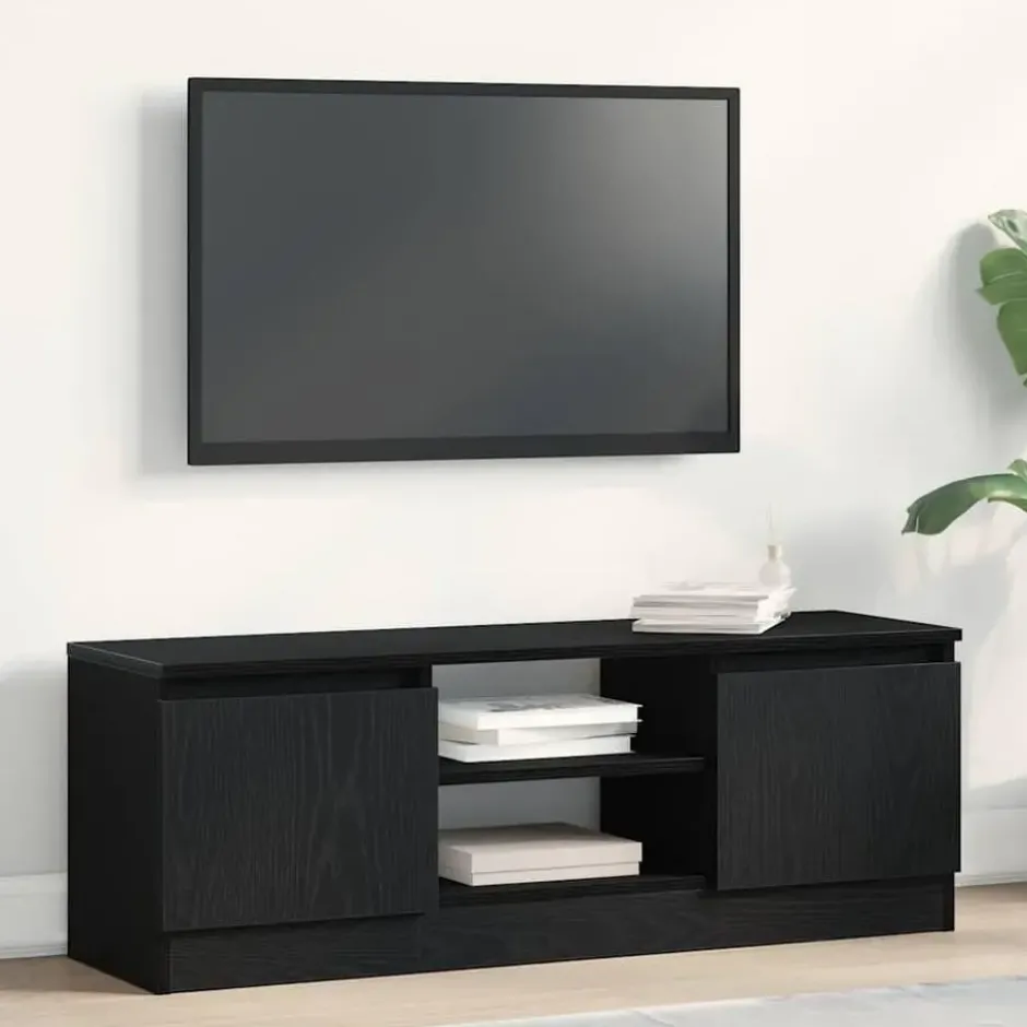 vidaXL - TV-meubel met legplank en 2 deuren - Zwart eiken - 102x30x36 cm