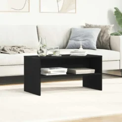 vidaXL - TV-meubel met legplank - Zwart eiken - Bewerkt hout - 80x40x40 cm