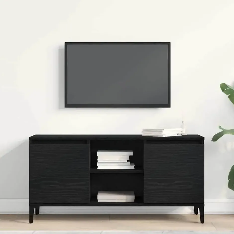 vidaXL - TV-meubel met 4 vakken 2 deuren - Zwart eiken - 102x35x50 cm