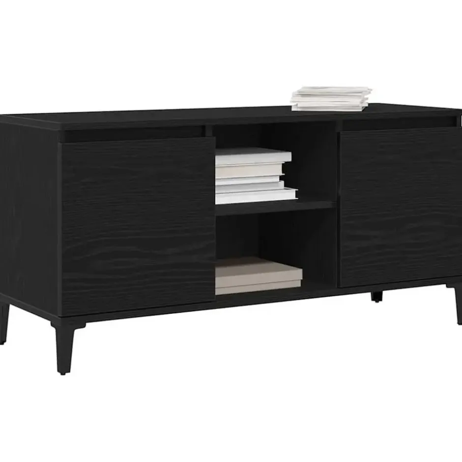 vidaXL - TV-meubel met 4 vakken 2 deuren - Zwart eiken - 102x35x50 cm