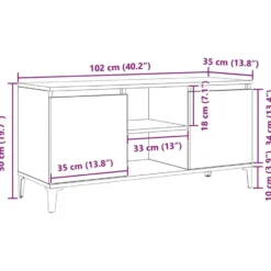 vidaXL - TV-meubel met 4 vakken 2 deuren - Zwart eiken - 102x35x50 cm