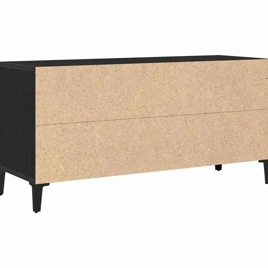 vidaXL - TV-meubel met 4 vakken 2 deuren - Zwart eiken - 102x35x50 cm