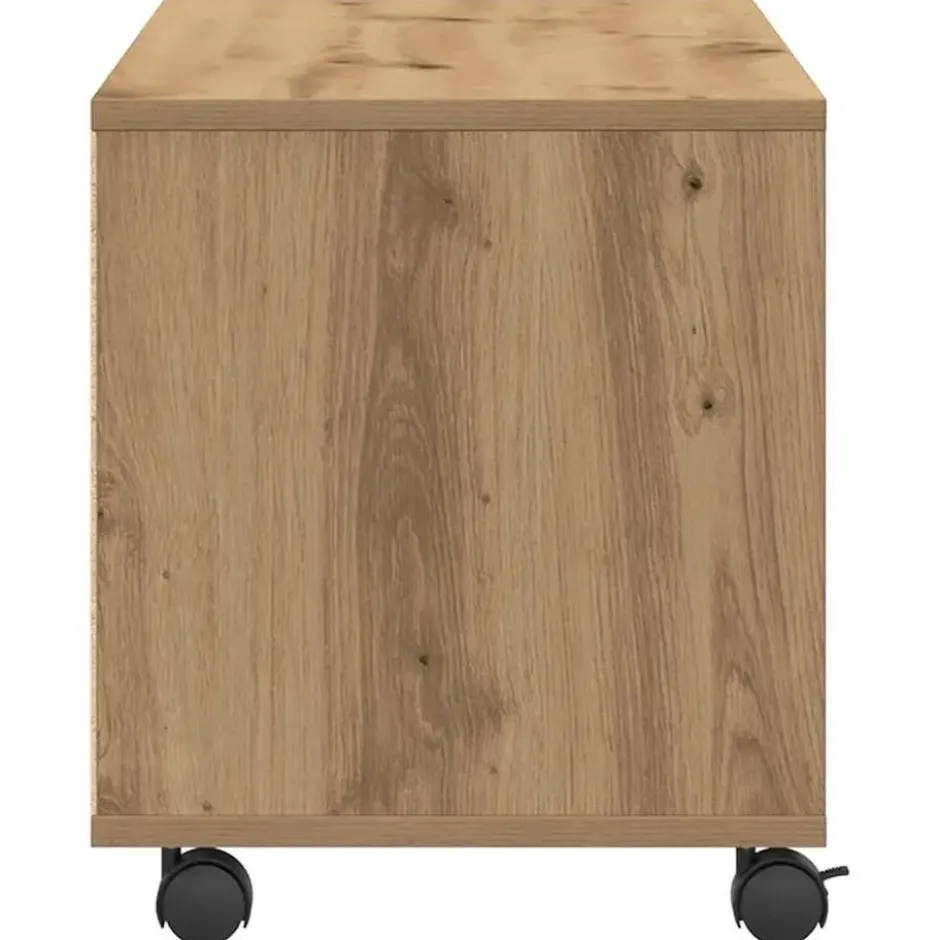 vidaXL - TV-meubel met 4 vakken en 4 wielen - Artisanaal eiken - 90x35x35 cm