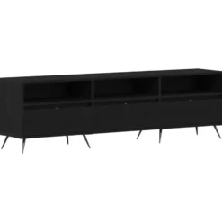 vidaXL - TV-meubel 3 vakken 3 deuren - Zwart eiken - Hout - 150x30x44.5 cm