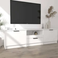 vidaXL - Tv-meubel - Wit - Bewerkt hout