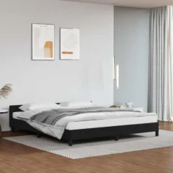 vidaXL - Tweepersoonbed zonder matras - Zwart - Kunstleer - 160x200 cm