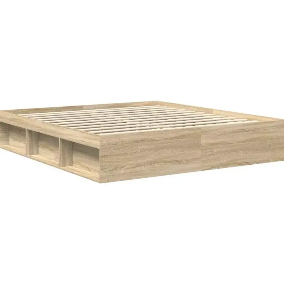 vidaXL - Tweepersoonsbed met opbergruimte - Sonoma eikenkleurig - 180x200 cm