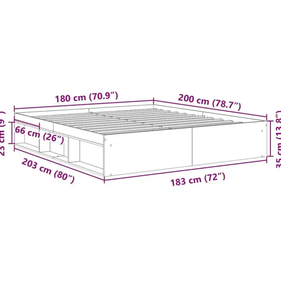 vidaXL - Tweepersoonsbed met opbergruimte - Sonoma eikenkleurig - 180x200 cm