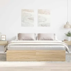 vidaXL - Tweepersoonsbed met opbergruimte - Sonoma eikenkleurig - 180x200 cm