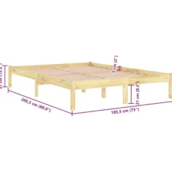 vidaXL - Tweepersoonsbed - Naturel - Massief hout - 180x200 cm