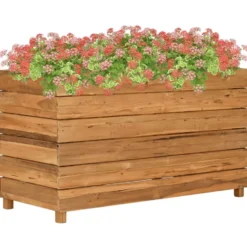 vidaXL - Verhoogde Plantenbak - Bruin - Teakhout - 100 x 40 x 55 cm