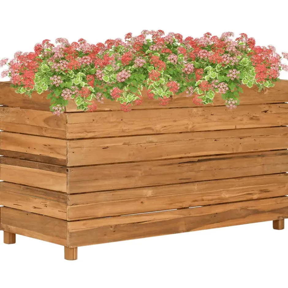 vidaXL - Verhoogde Plantenbak - Bruin - Teakhout - 100 x 40 x 55 cm