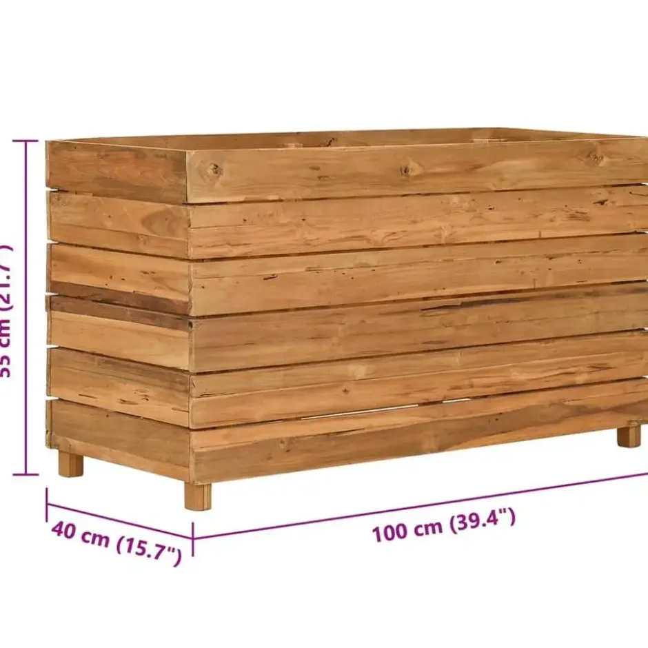 vidaXL - Verhoogde Plantenbak - Bruin - Teakhout - 100 x 40 x 55 cm