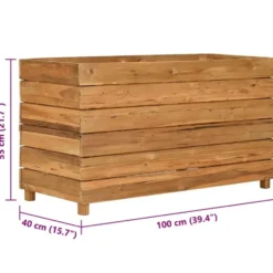 vidaXL - Verhoogde Plantenbak - Bruin - Teakhout - 100 x 40 x 55 cm