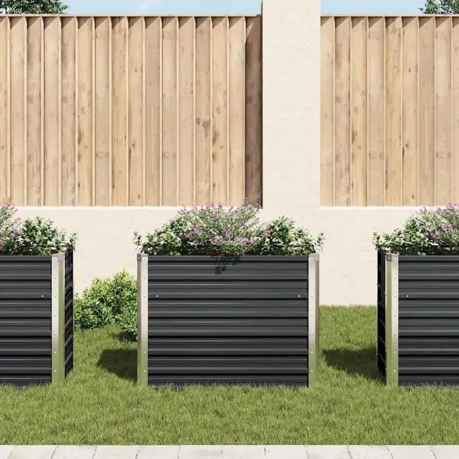 vidaXL - Verhoogde Tuinbak - Antraciet - Staal