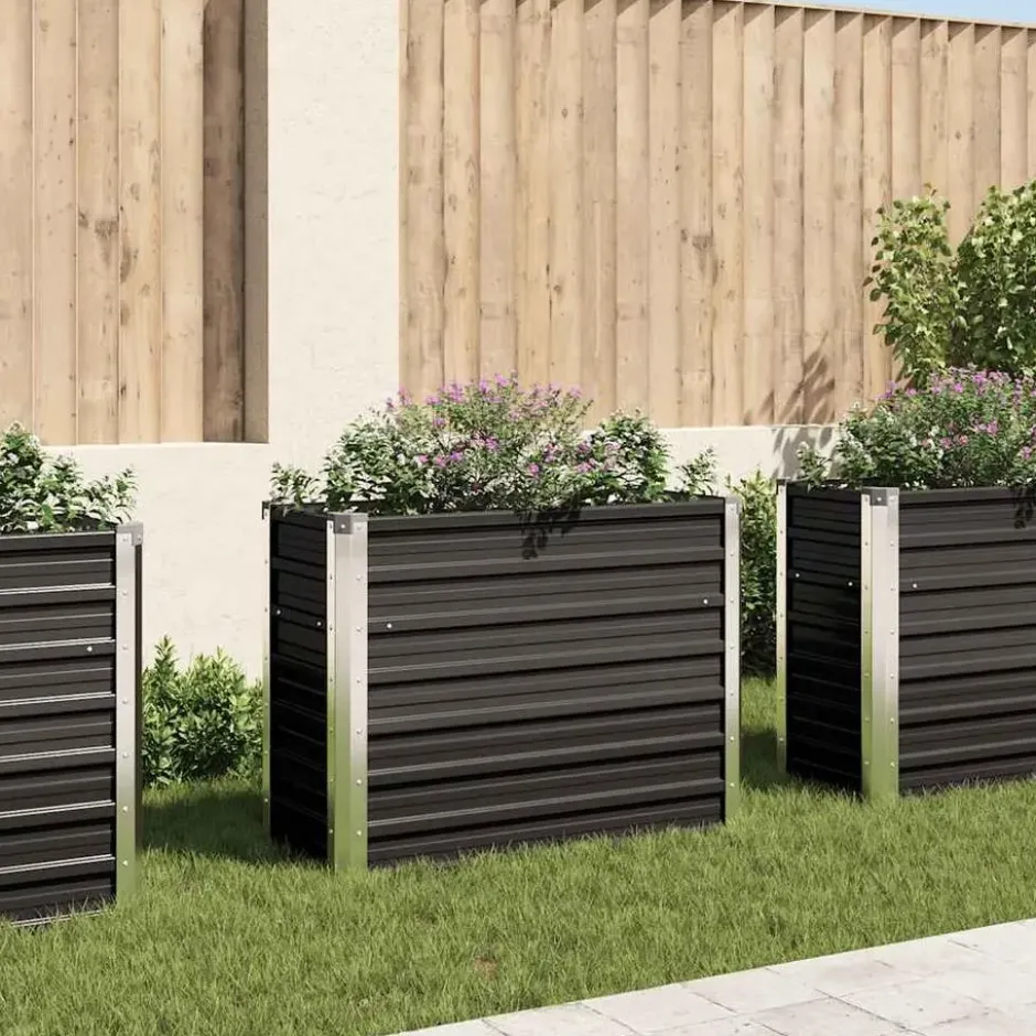 vidaXL - Verhoogde Tuinbak - Antraciet - Staal