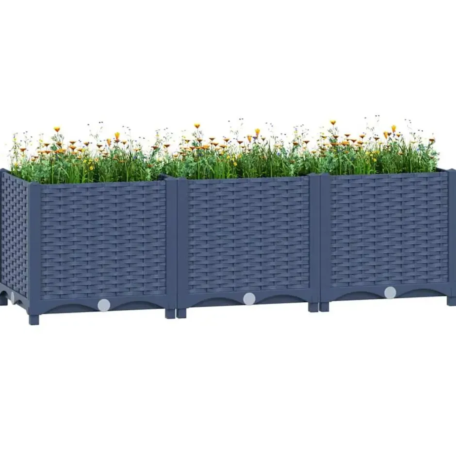 vidaXL - Verhoogde Tuinbak - Grijs - Polypropyleen