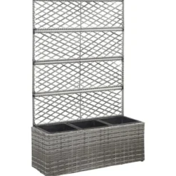 vidaXL - Verhoogde Tuinbak - Grijs - Poly rattan - 83 x 30 x 130 cm