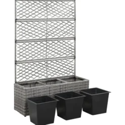 vidaXL - Verhoogde Tuinbak - Grijs - Poly rattan - 83 x 30 x 130 cm