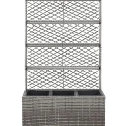 vidaXL - Verhoogde Tuinbak - Grijs - Poly rattan - 83 x 30 x 130 cm