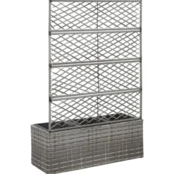 vidaXL - Verhoogde Tuinbak - Grijs - Poly rattan - 83 x 30 x 130 cm