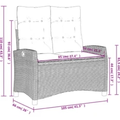 vidaXL - Verstelbare loungebank met kussens - Grijs - Poly rattan - 105x66x93 cm