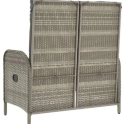 vidaXL - Verstelbare tuinbank met kussens 107 cm - Grijs - Poly rattan