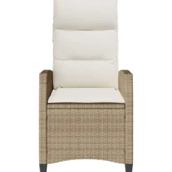 vidaXL - Verstelbare tuinstoel met bijzettafel - Beige - Poly rattan